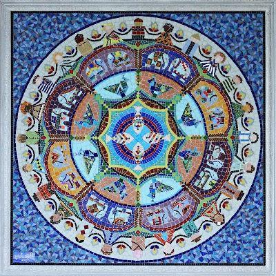 这是一件原创的艺术品, a mosaic titled "Let Our Diversity Be a Uniting Force", 挂在斯威夫特大楼里，提醒着365英国上市杜波依斯对校园多样性的承诺.